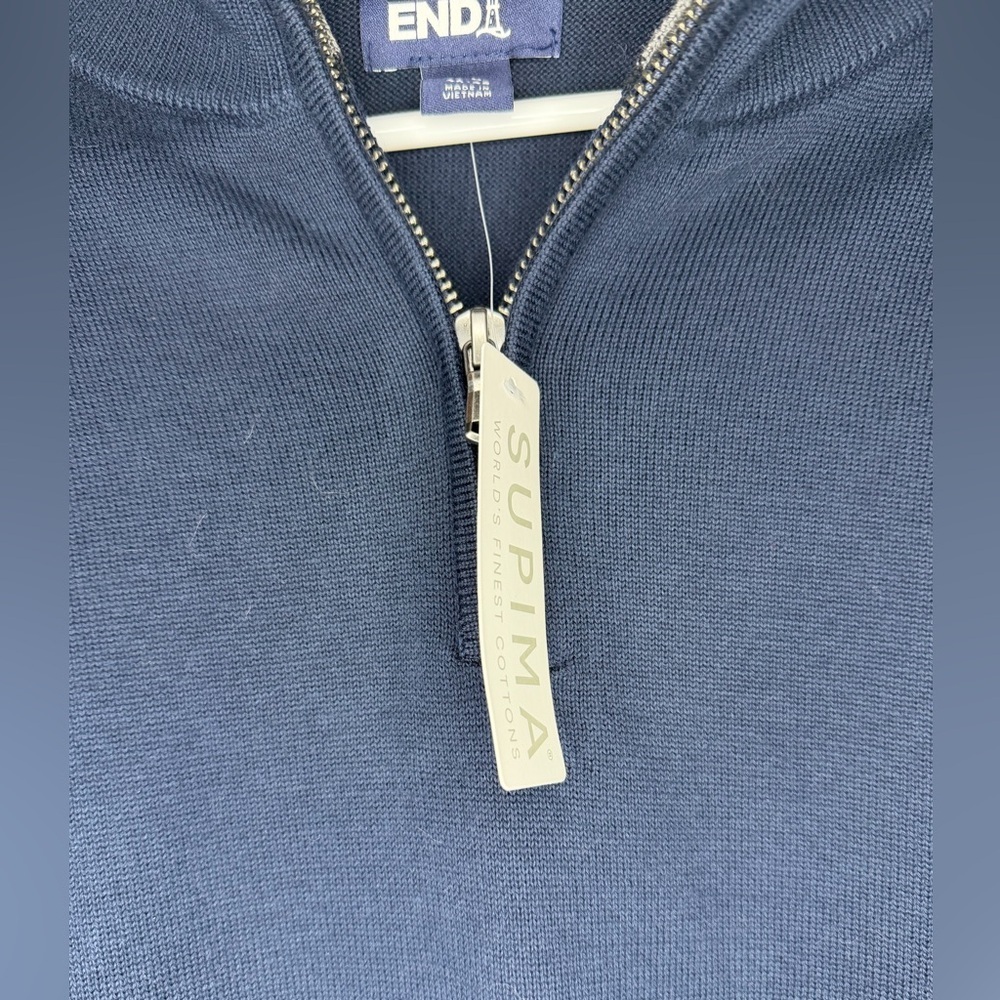Lands' End Men's Navy Zip-Up Sweater - Picture 3 of 4